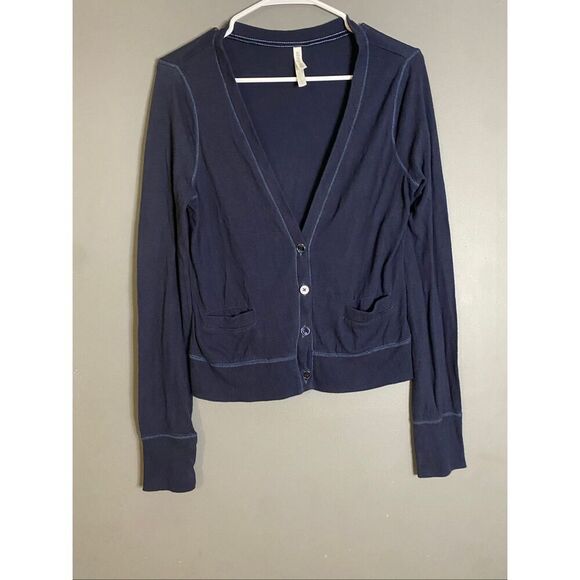Aeropostale Blue Navy Button Up Pocket Cardigan Size Large - Picture 1 of 5